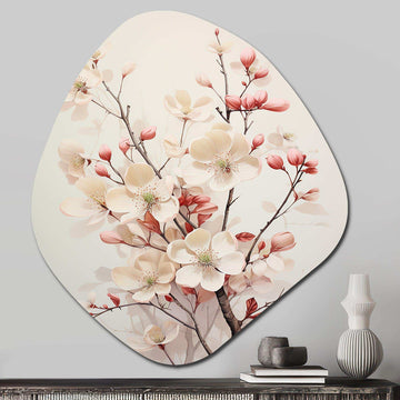 White Dogwood Blossom Harmony III - Asymmetric Metal Wall Art
